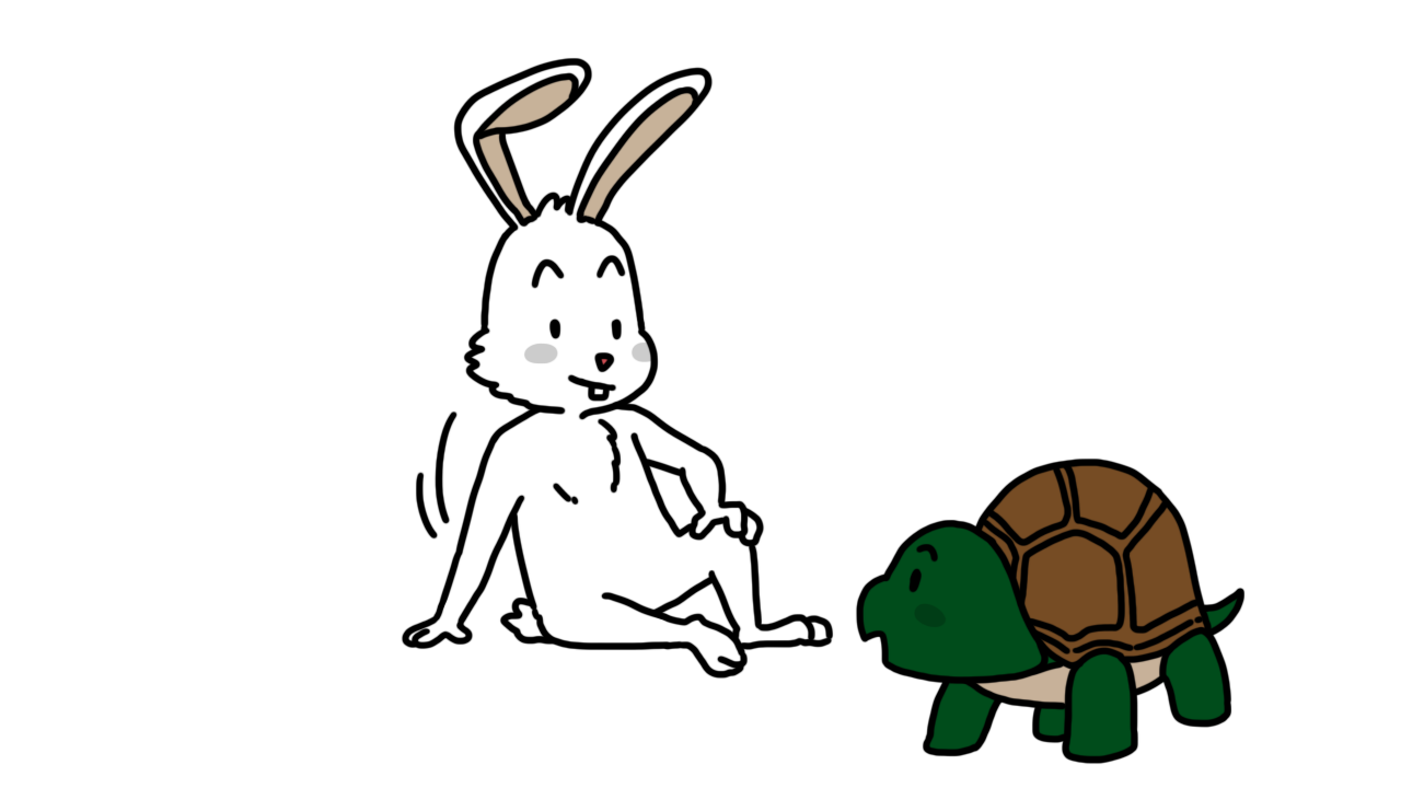 เต่าก็ตกปากรับคำกับกระต่าย ในขณะที่กระต่ายก็นั่งฟังเต่าอยู่